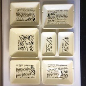 Vintage GIEN FRANCE "Les Brochettes" Skewers Kebab Serving Dishes Plates